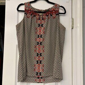 DANA BUCHMAN women SZ L sleeveless Chiffon Blouse Flowy Top. Office Casual Work